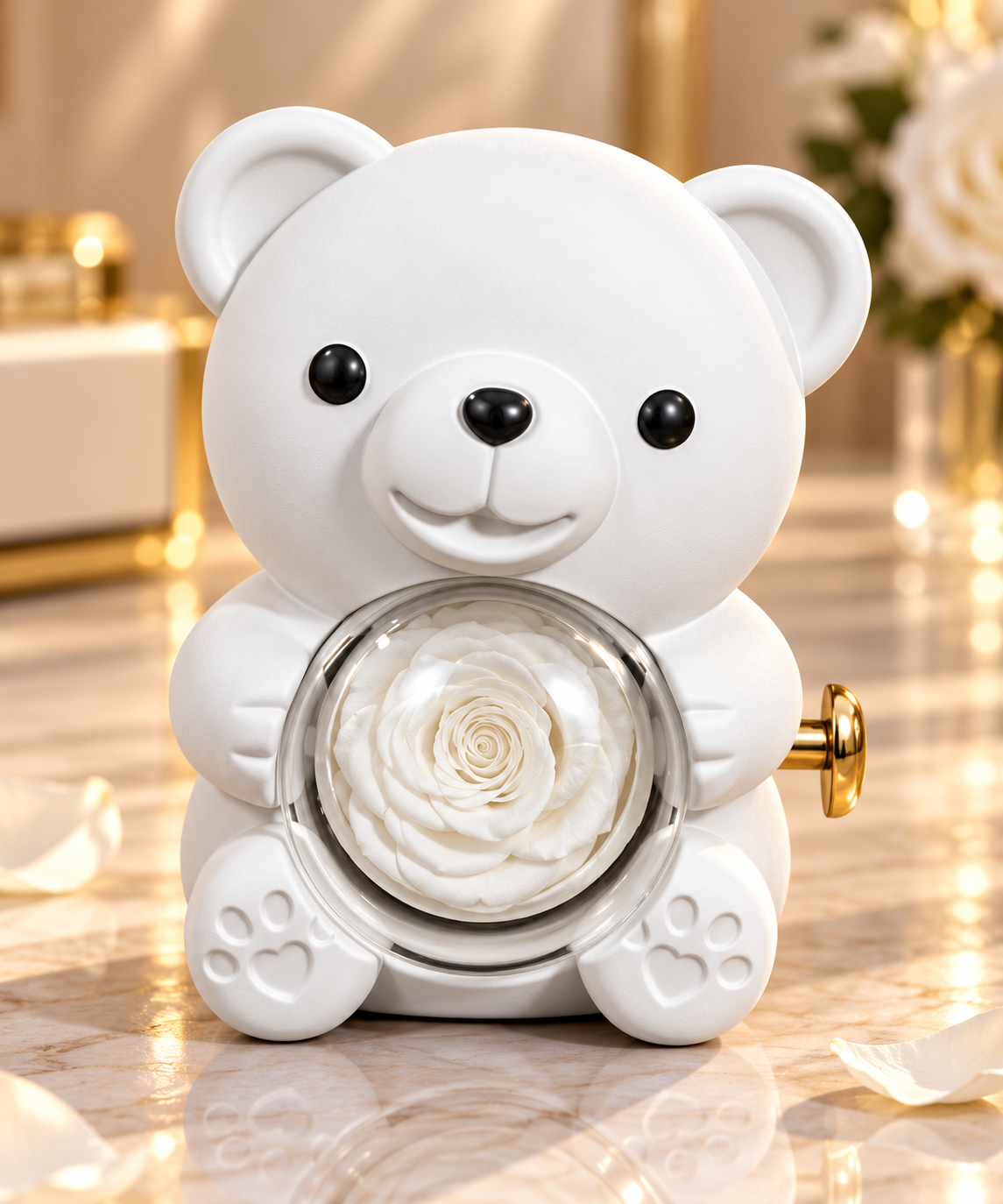 Rose Bear W/ Engraved Necklace