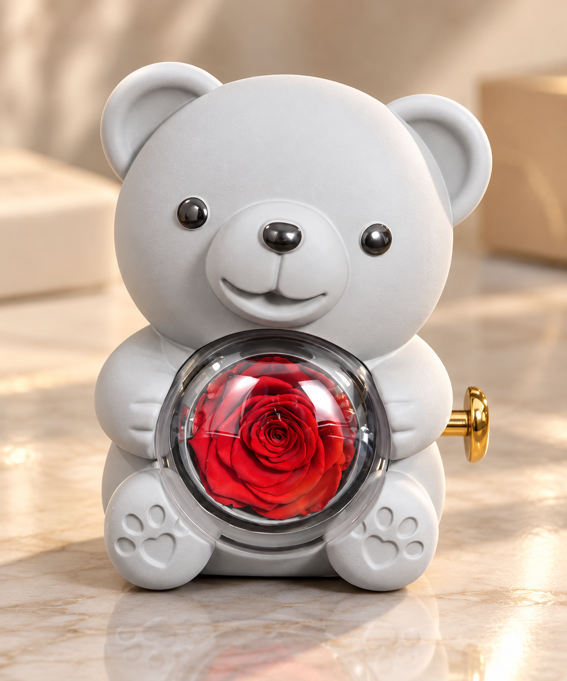 Rose Bear W/ Engraved Necklace