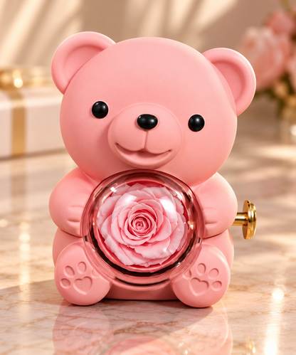 Rose Bear W/ Engraved Necklace
