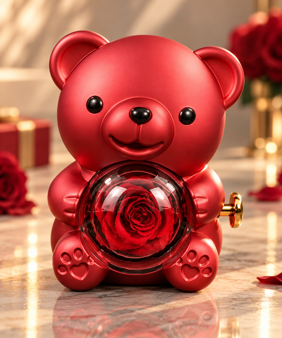 Rose Bear W/ Engraved Necklace