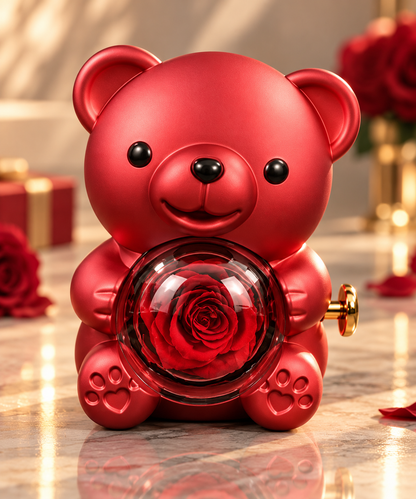 Rose Bear W/ Engraved Necklace