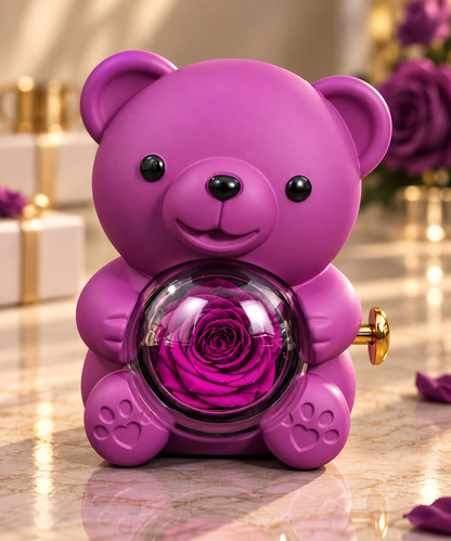 Rose Bear W/ Engraved Necklace